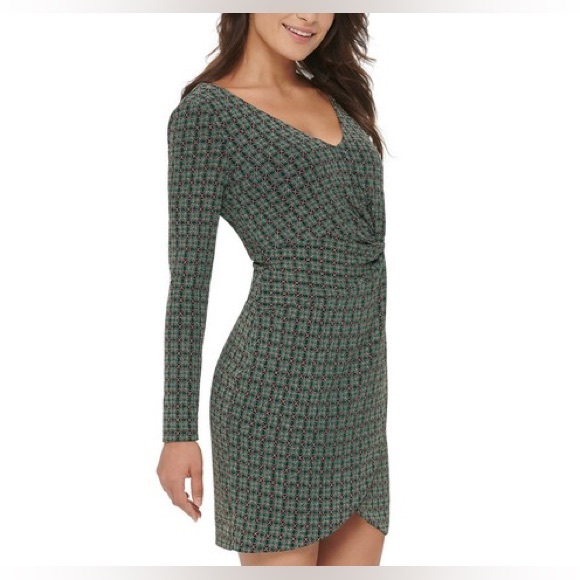 Guess Women's Metallic Dew-Drop Knit Dress Green - Picture 3 of 4